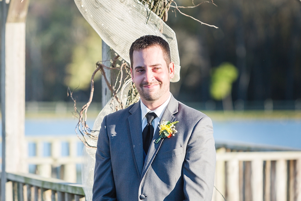 Fall wedding ceremony at The Barn at Woodlake Meadow, NC by Traci Huffman Photography