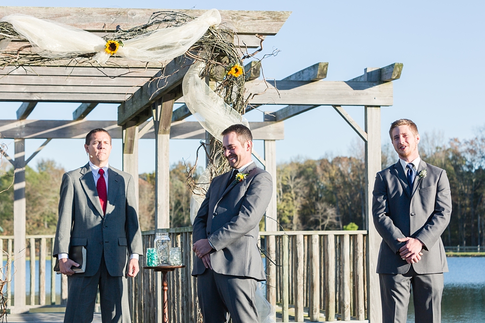 Fall wedding ceremony at The Barn at Woodlake Meadow, NC by Traci Huffman Photography