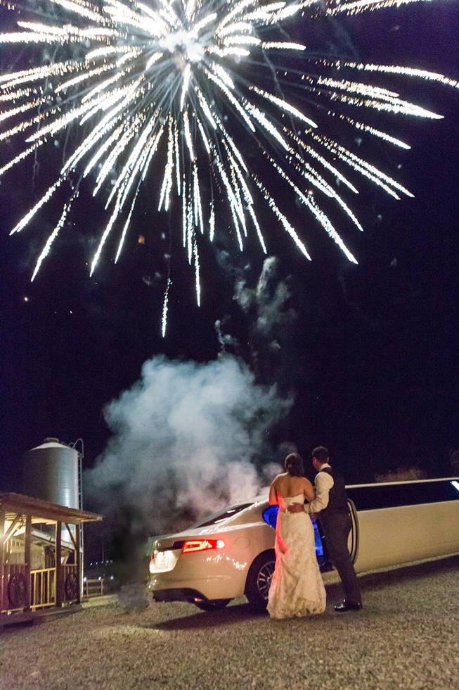 Fall wedding reception sparkler and firework exit at The Barn at Woodlake Meadow, NC by Traci Huffman Photography_0001