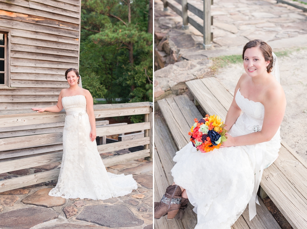Raleigh, NC Bride Portraits taken at Historic Yates Mill by Traci Huffman Photography