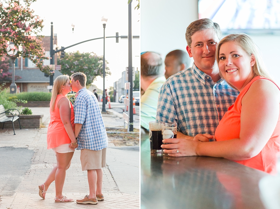 Engagement Pictures taken in downtown Cary, Nc and at Yates Mill in Raleigh, NC by Traci Huffman Photography