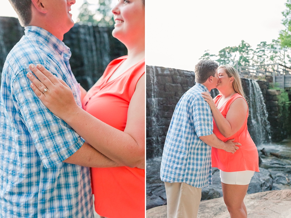 Engagement Pictures taken in downtown Cary, Nc and at Yates Mill in Raleigh, NC by Traci Huffman Photography