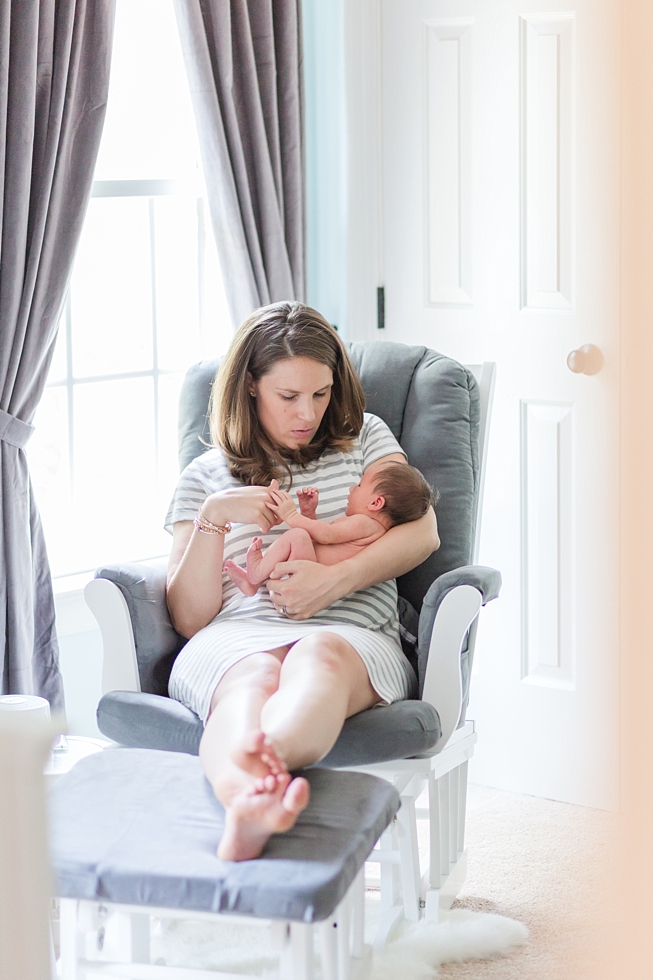 Lifestyle newborn session in clients home in Raleigh, NC