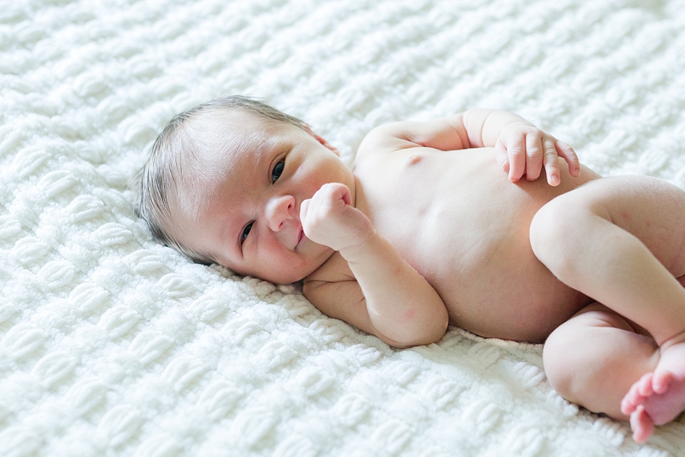 Lifestyle newborn session in clients home in Raleigh, NC