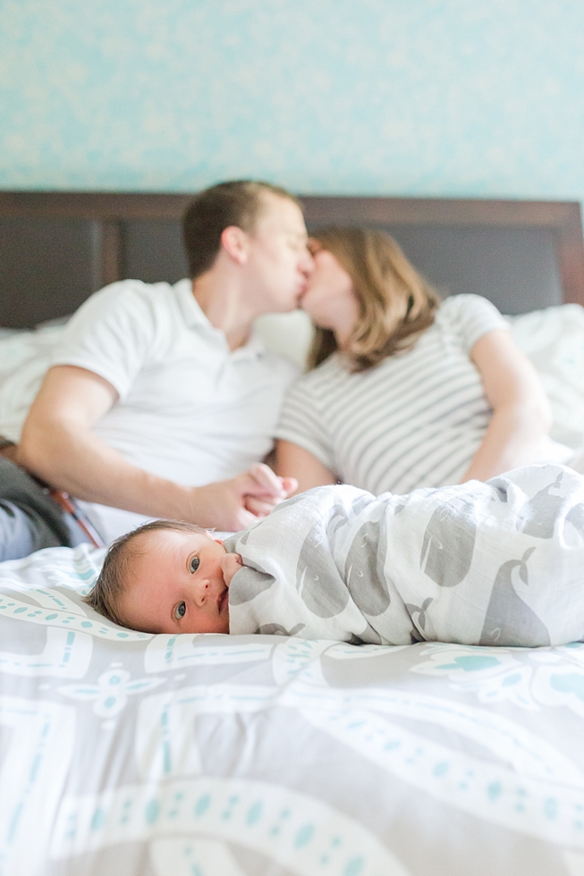 Lifestyle newborn session in clients home in Raleigh, NC