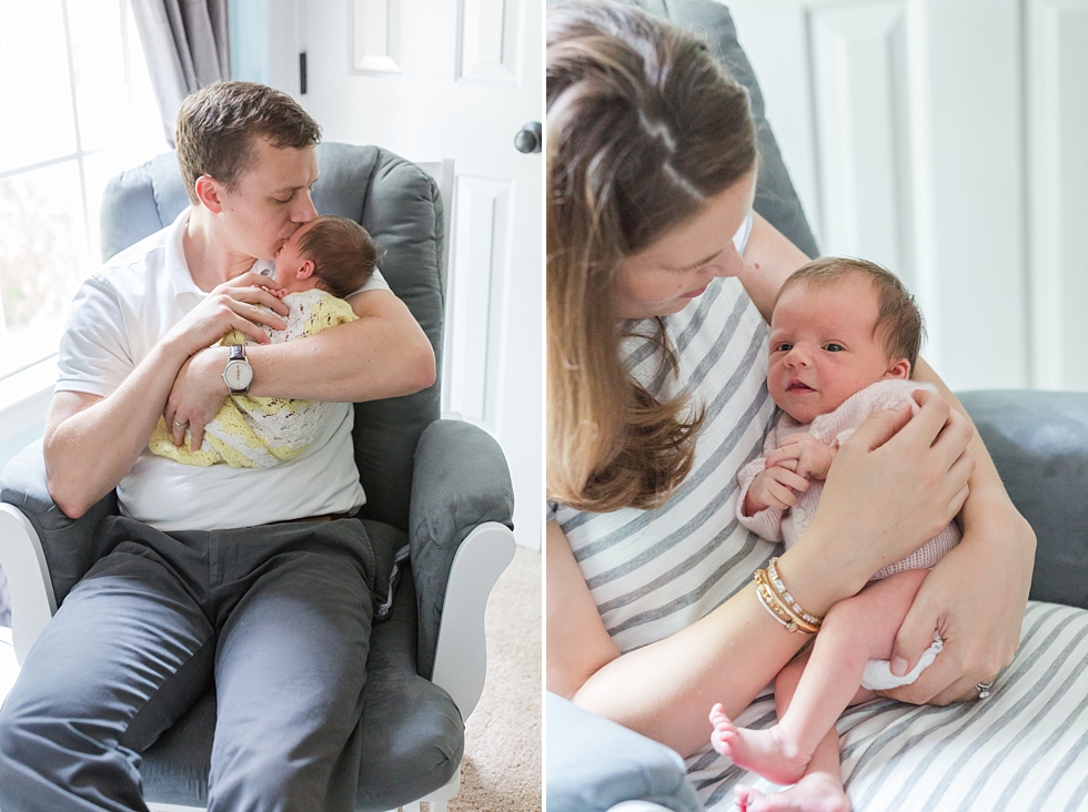 Lifestyle newborn session in clients home in Raleigh, NC