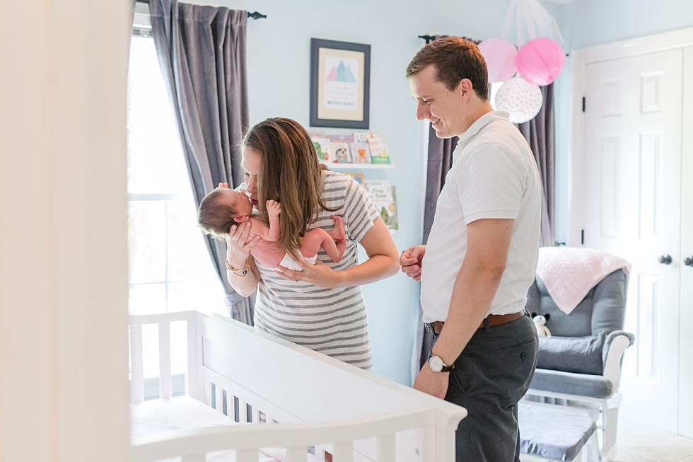 Lifestyle newborn session in clients home in Raleigh, NC