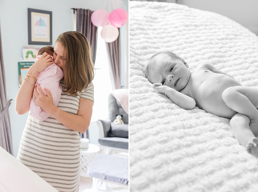 Lifestyle newborn session in clients home in Raleigh, NC