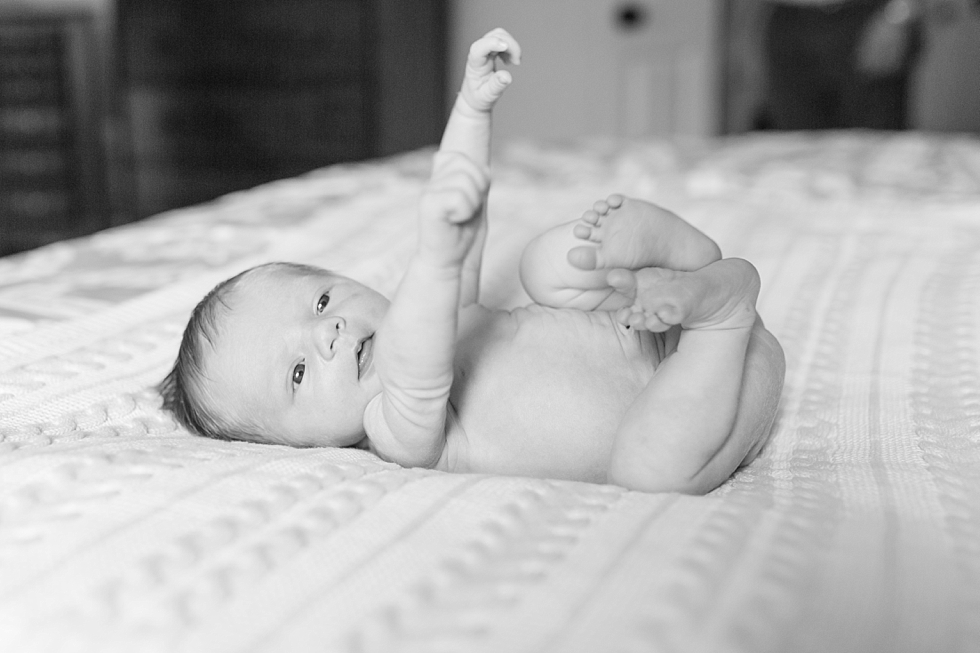 Lifestyle newborn session in clients home in Raleigh, NC