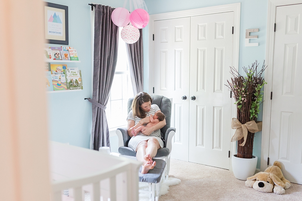 Lifestyle newborn session in clients home in Raleigh, NC