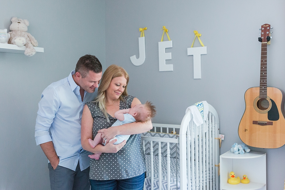 Lifestyle newborn session in clients home in Raleigh, NC by Traci Huffman Photography