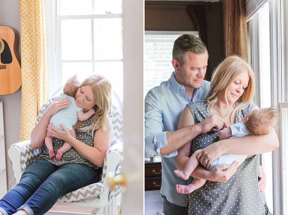 Lifestyle newborn session in clients home in Raleigh, NC by Traci Huffman Photography