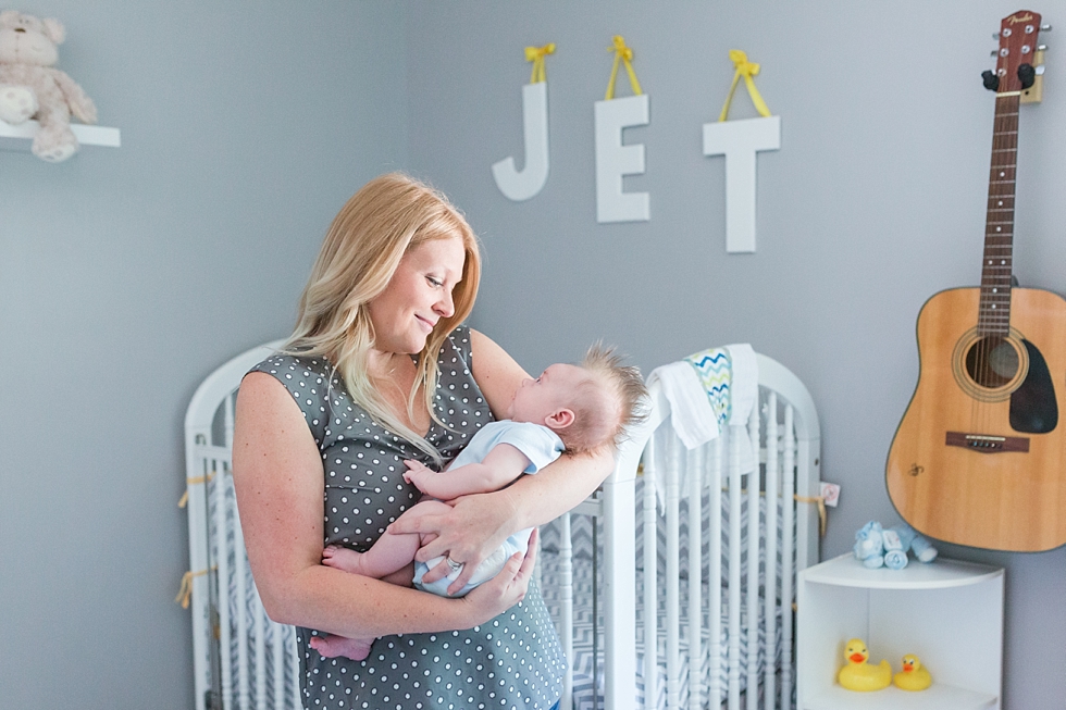 Lifestyle newborn session in clients home in Raleigh, NC by Traci Huffman Photography