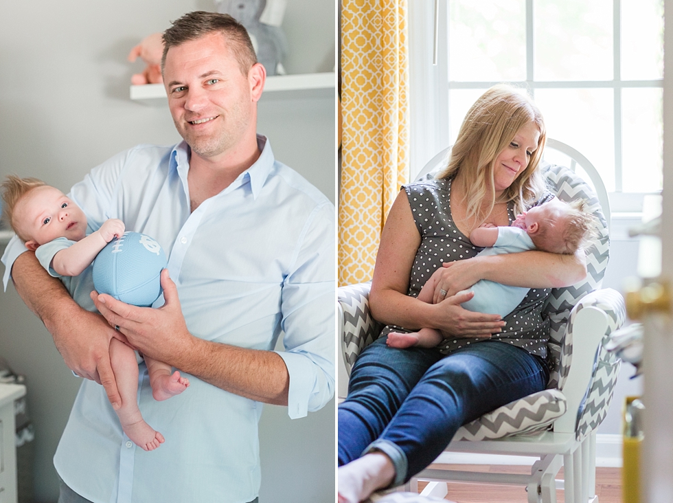 Lifestyle newborn session in clients home in Raleigh, NC by Traci Huffman Photography