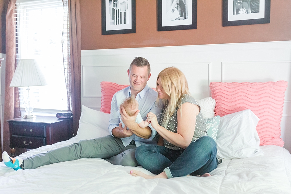 Lifestyle newborn session in clients home in Raleigh, NC by Traci Huffman Photography