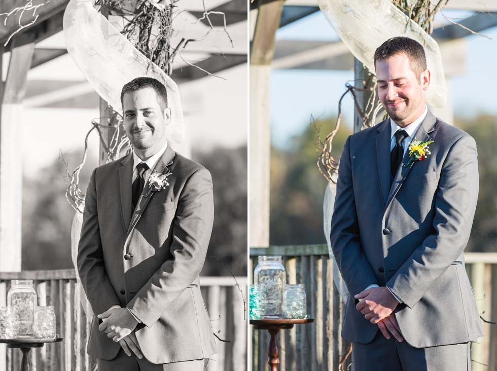 Fall wedding ceremony at The Barn at Woodlake Meadow, NC by Traci Huffman Photography