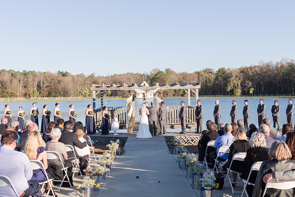 Fall wedding ceremony at The Barn at Woodlake Meadow, NC by Traci Huffman Photography