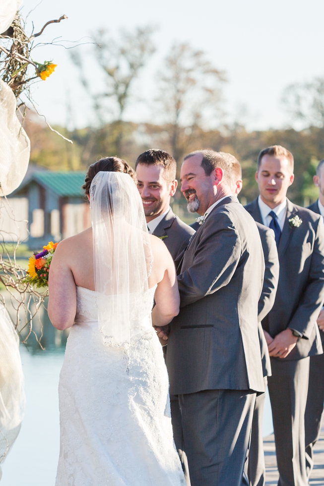 Fall wedding ceremony at The Barn at Woodlake Meadow, NC by Traci Huffman Photography