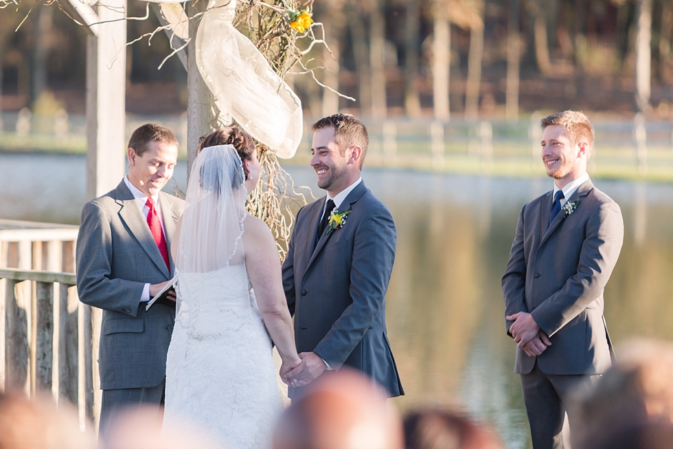 Fall wedding ceremony at The Barn at Woodlake Meadow, NC by Traci Huffman Photography_0017