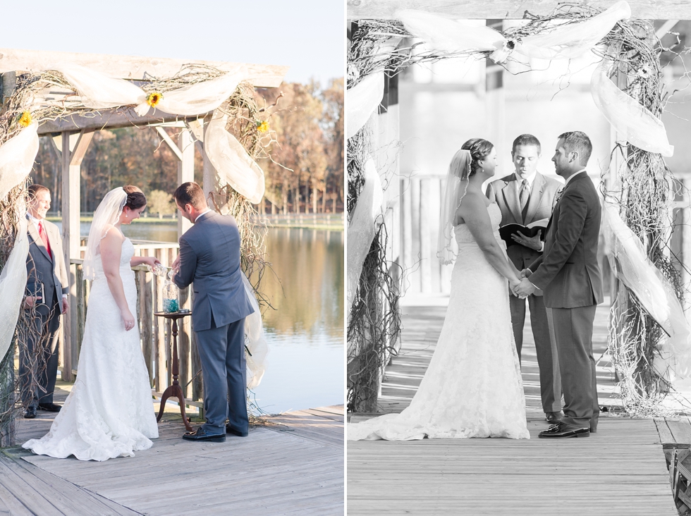 Fall wedding ceremony at The Barn at Woodlake Meadow, NC by Traci Huffman Photography_0018