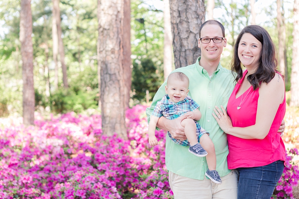 family pictures taken in Raleigh, NC at the WRAL Azalea Gardens