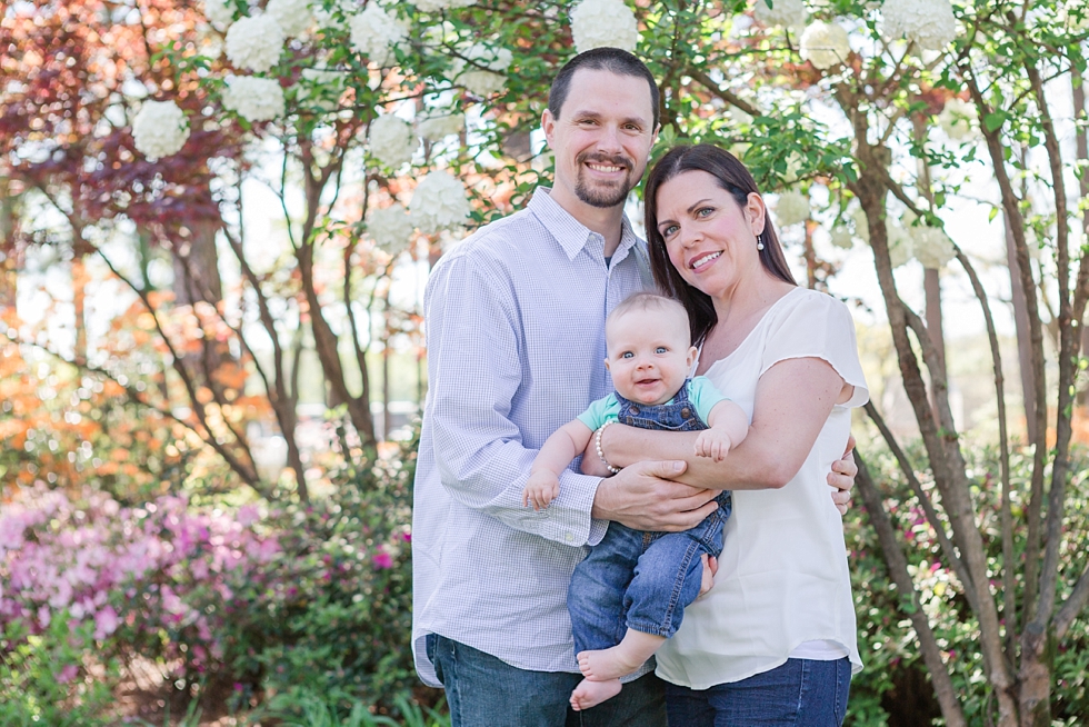 family pictures taken at the WRAL Azalea Gardens in Raleigh, NC