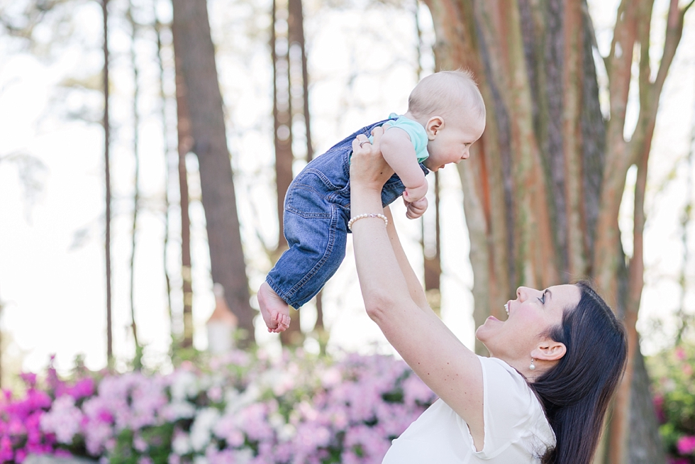 family pictures taken at the WRAL Azalea Gardens in Raleigh, NC