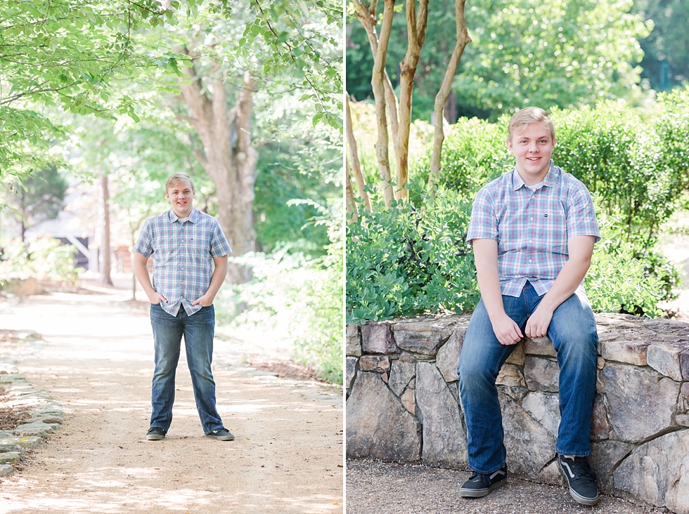 High school senior portraits taken at Yates Mill in Raleigh, NC by Traci Huffman Photography