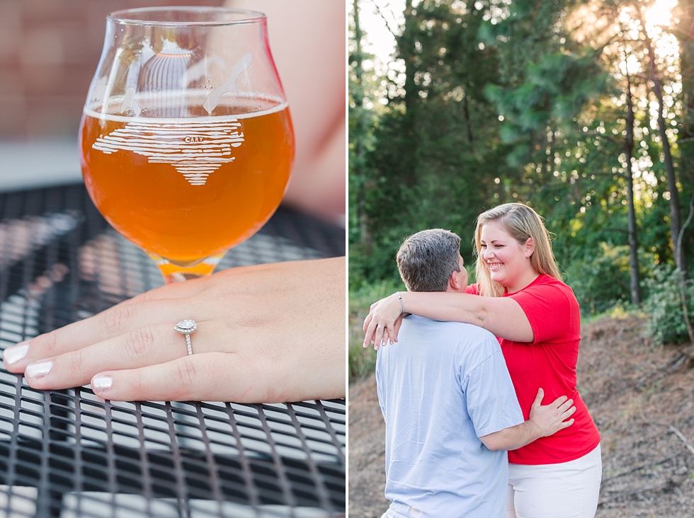 Engagement Pictures taken in downtown Cary, Nc and at Yates Mill in Raleigh, NC by Traci Huffman Photography