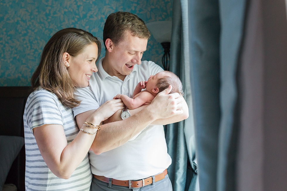 Lifestyle newborn session in clients home in Raleigh, NC