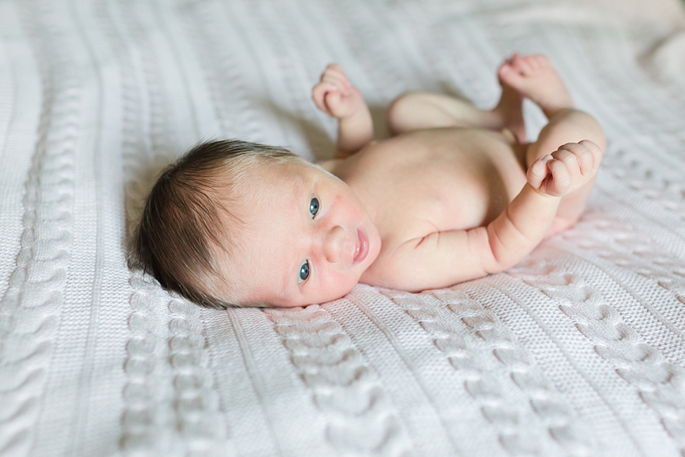 Lifestyle newborn session in clients home in Raleigh, NC