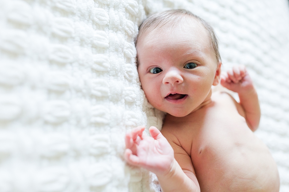 Lifestyle newborn session in clients home in Raleigh, NC