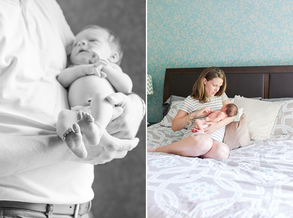 Lifestyle newborn session in clients home in Raleigh, NC