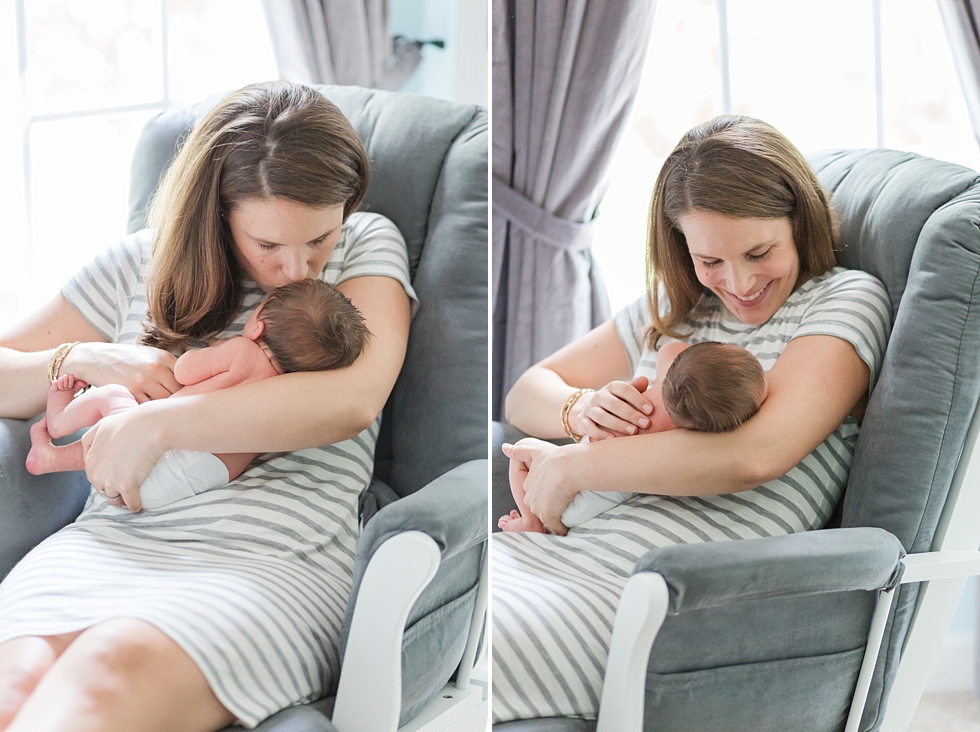 Lifestyle newborn session in clients home in Raleigh, NC