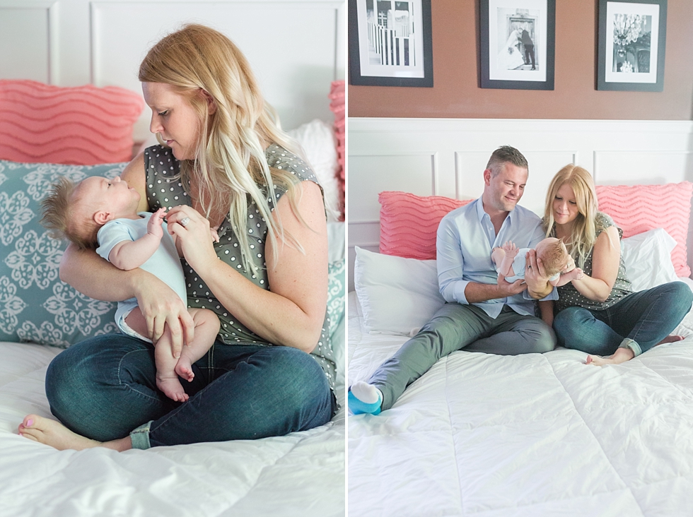 Lifestyle newborn session in clients home in Raleigh, NC by Traci Huffman Photography