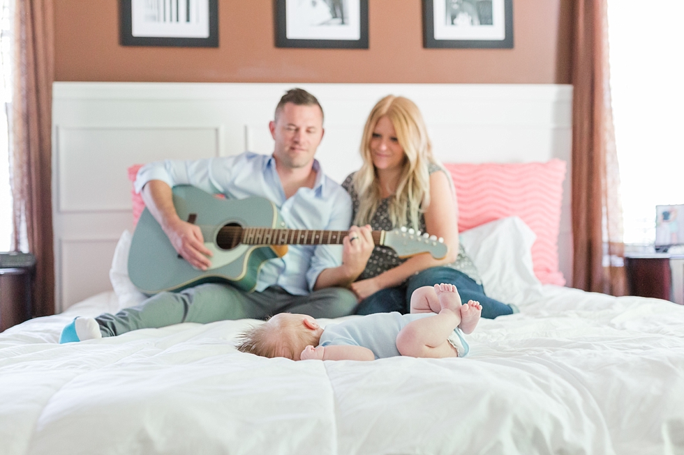 Lifestyle newborn photos in clients home in Raleigh, NC by Traci Huffman Photography