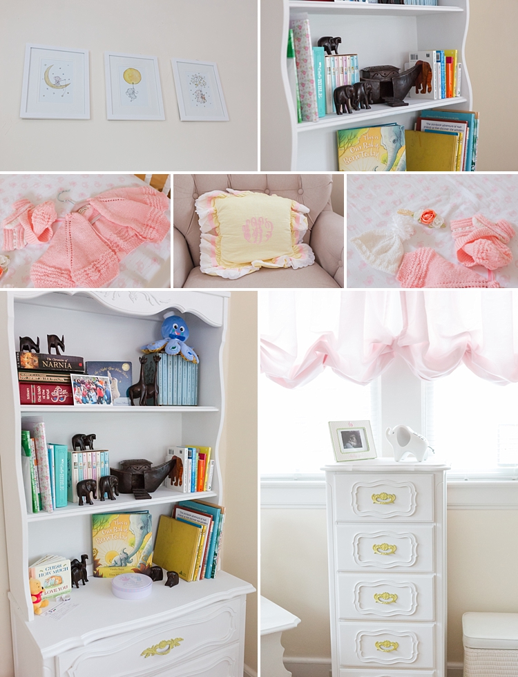 Baby girl nursery details by Newborn photographer Traci Huffman Photography of Ellie in Durham NC